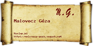 Malovecz Géza névjegykártya